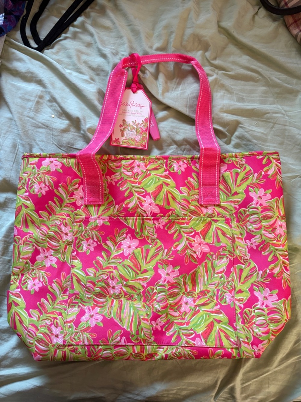 Lilly Pulitzer Pink Tropical Print Tote Cooler Bag NWT